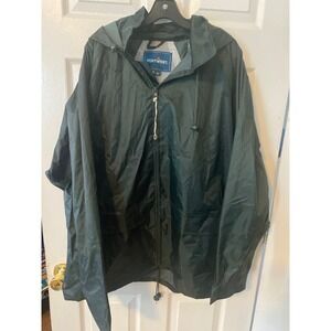 Portwest Mens XL Hooded Rain Jacket Forest Green Full Zip Windbreaker Utility